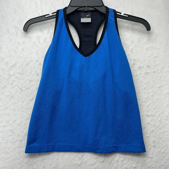 Nike Tank Top Women's Sz M Royal Blue Activewear V Neck DriFit Sleeveless Jersey - Picture 1 of 11